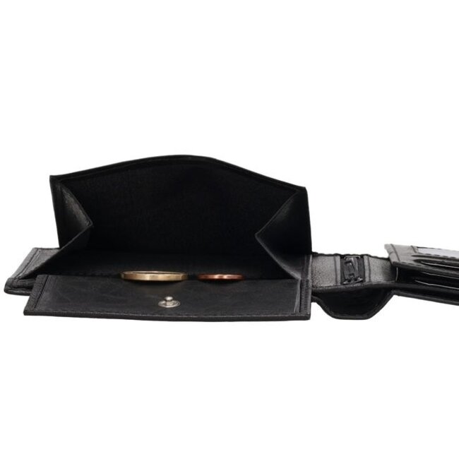 Hide & Stitches Hide & Stitches Da Vinci Billfold portemonnee - Zwart