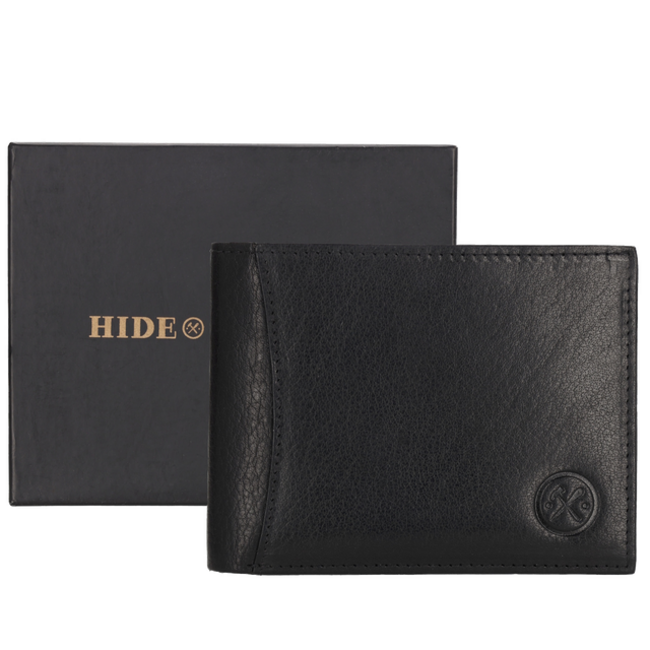 Hide & Stitches Hide & Stitches Da Vinci Billfold portemonnee - Zwart