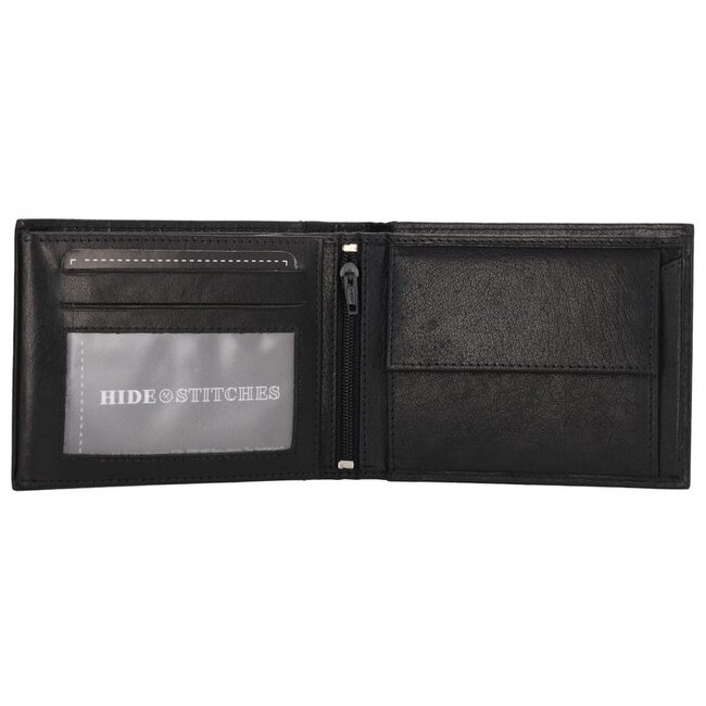 Hide & Stitches Hide & Stitches Da Vinci Billfold portemonnee - Zwart