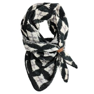 Lot83 Sjaal Fay - Zwart/Ecru/Grijs
