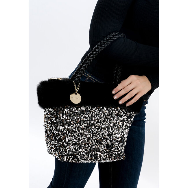 Emily & Noah 'Hara' Schoudertas/Handtas Large - Silver