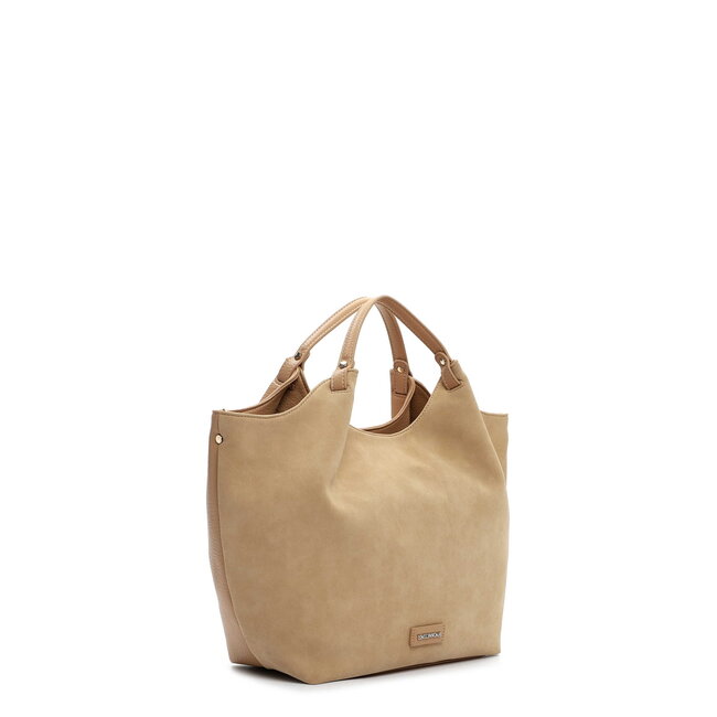 Emily & Noah 'Jeanna' Suèdelook Schouder/Handtas Groot - Zand