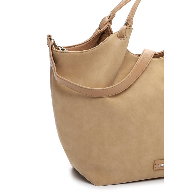 Emily & Noah 'Jeanna' Suèdelook Schouder/Handtas Groot - Zand