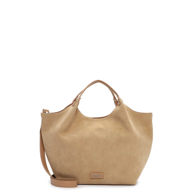 Emily & Noah 'Jeanna' Suèdelook Schouder/Handtas Groot - Zand
