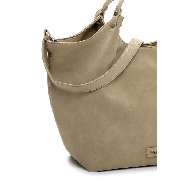 Emily & Noah 'Jeanna' Suèdelook Schouder/Handtas Groot - Kaki