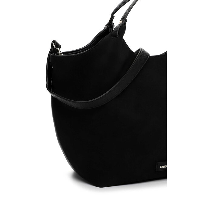 Emily & Noah 'Jeanna' Suèdelook Schouder/Handtas Groot - Zwart
