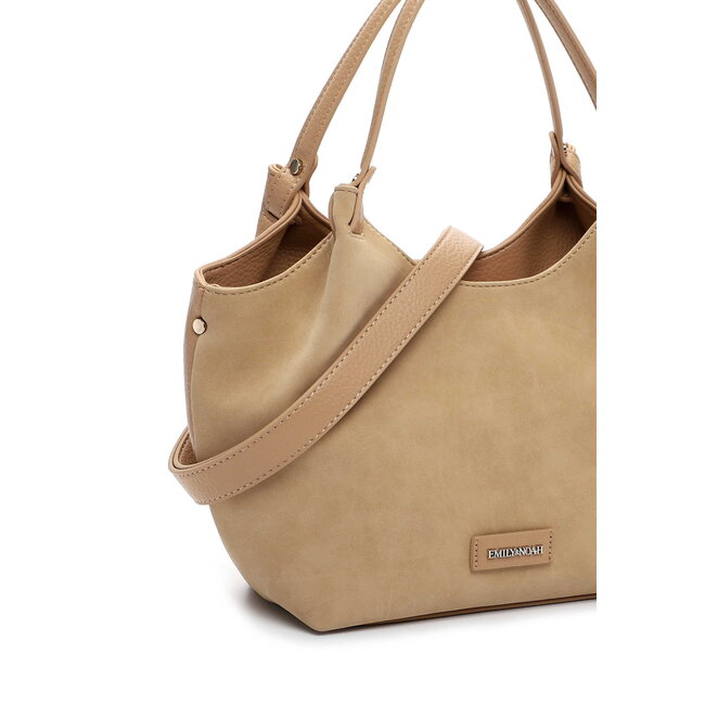 Emily & Noah 'Jeanna' Suèdelook Schouder/Handtas Klein - Zand