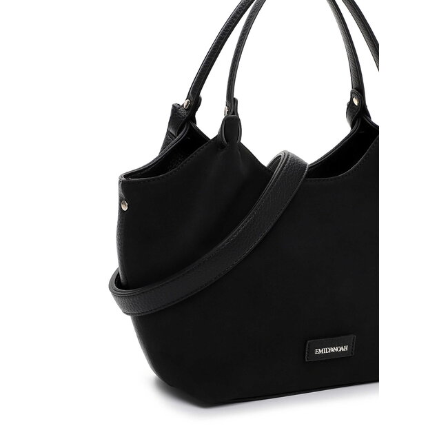 Emily & Noah 'Jeanna' Suèdelook Schouder/Handtas Klein - Zwart
