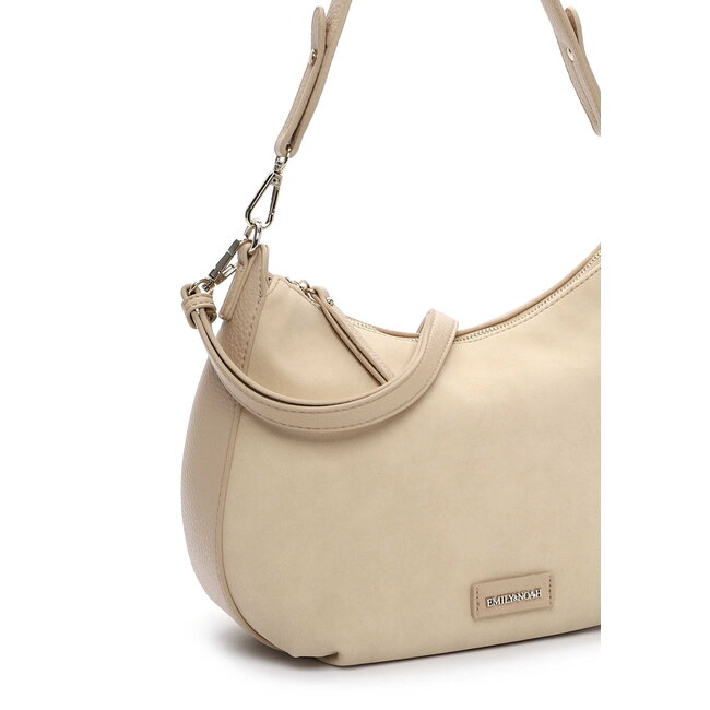 Emily & Noah 'Jeanna' Suèdelook Schouder/Handtas Groot - Beige