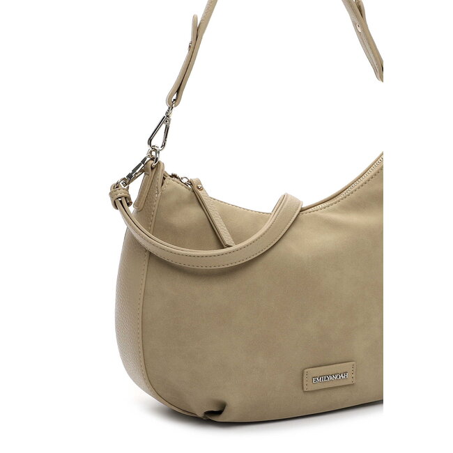 Emily & Noah 'Jeanna' Suèdelook Schouder/Handtas Groot - Kaki