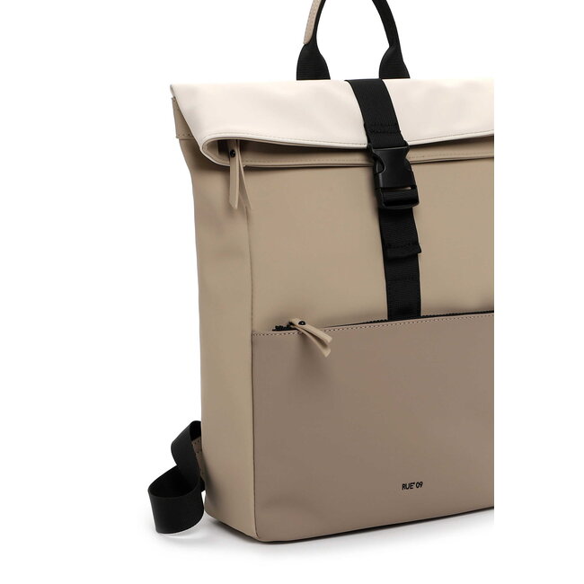 Emily & Noah 'Pessac Rue 09' Rolltop Rugzak -Zand/Taupe/Ecru