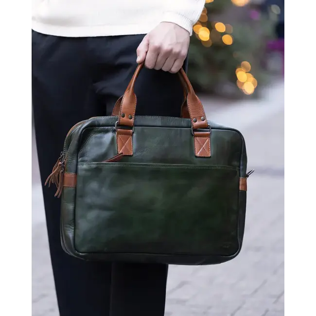 Bear Design  'Leandro' GroenCognac - CL32843 Cow Lavato Collectie