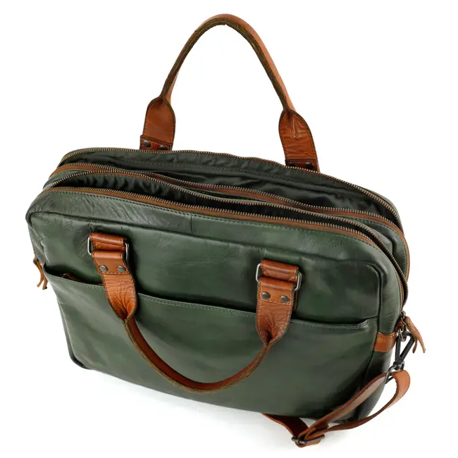 Bear Design  'Leandro' Groen/Cognac - CL32843 Cow Lavato Collectie
