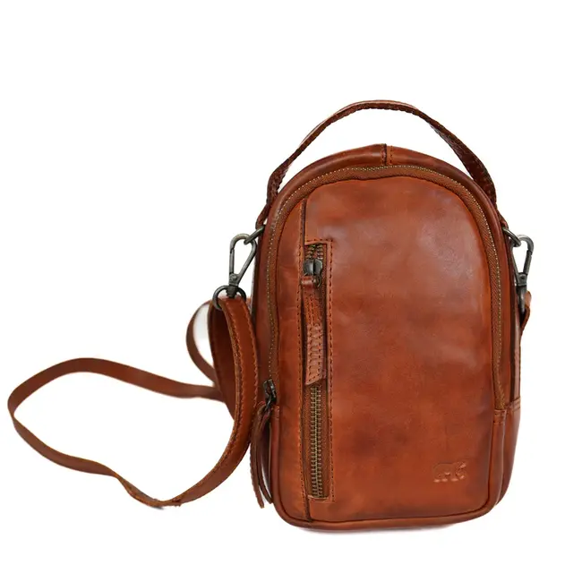 Bear Design  'Bodhi' Klein schoudertasje met ritsen Cognac - CL 45353