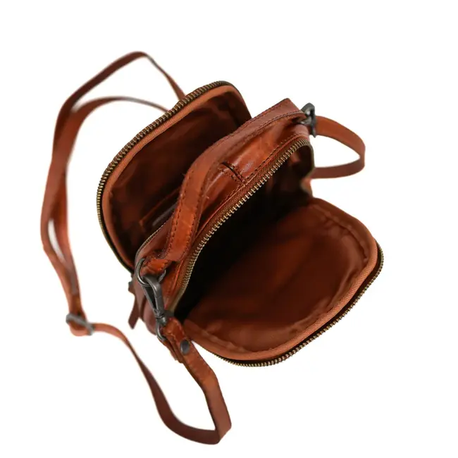 Bear Design  'Bodhi' Klein schoudertasje met ritsen Cognac - CL 45353