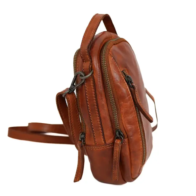 Bear Design  'Bodhi' Klein schoudertasje met ritsen Cognac - CL 45353