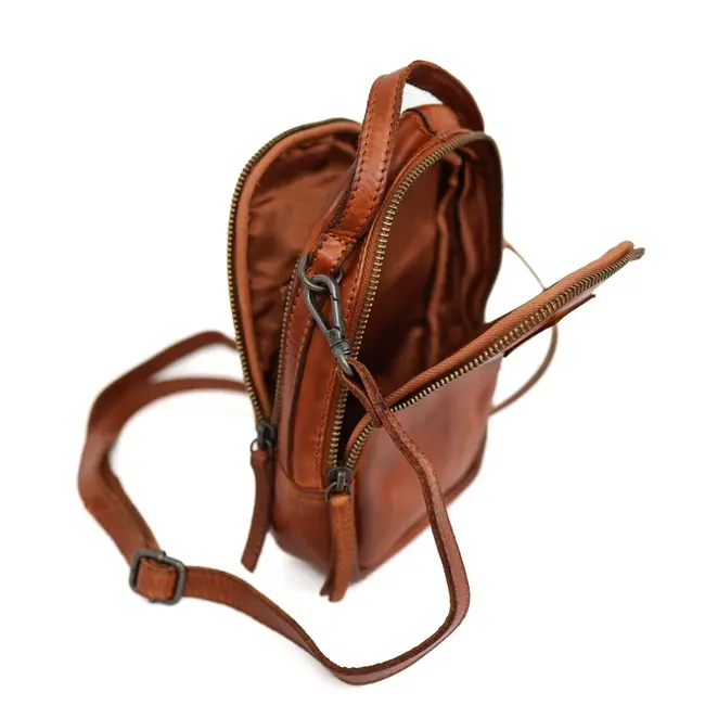 Bear Design  'Bodhi' Klein schoudertasje met ritsen Cognac - CL 45353