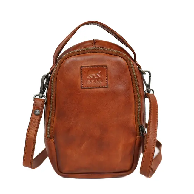 Bear Design  'Bodhi' Klein schoudertasje met ritsen Cognac - CL 45353