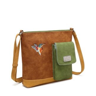 Hi-di-Hi 'Quack' Crossbody Bag Light  Cognac/Green