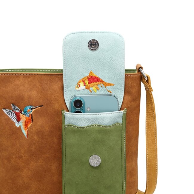 Hi-di-Hi 'Quack' Crossbody Bag Light  Cognac/Green