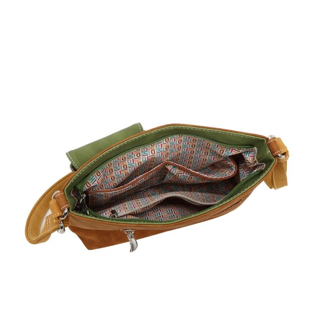 Hi-di-Hi 'Quack' Crossbody Bag Light  Cognac/Green