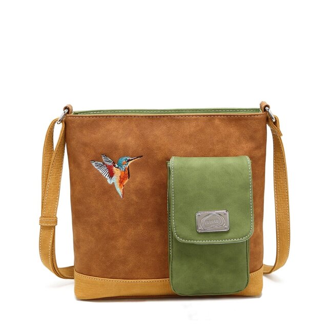 Hi-di-Hi 'Quack' Crossbody Bag Light  Cognac/Green