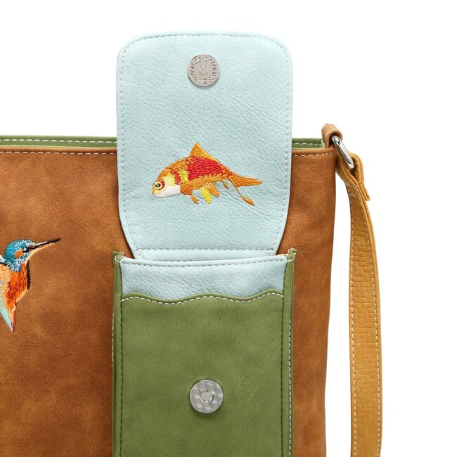 Hi-di-Hi 'Quack' Crossbody Bag Light  Cognac/Green