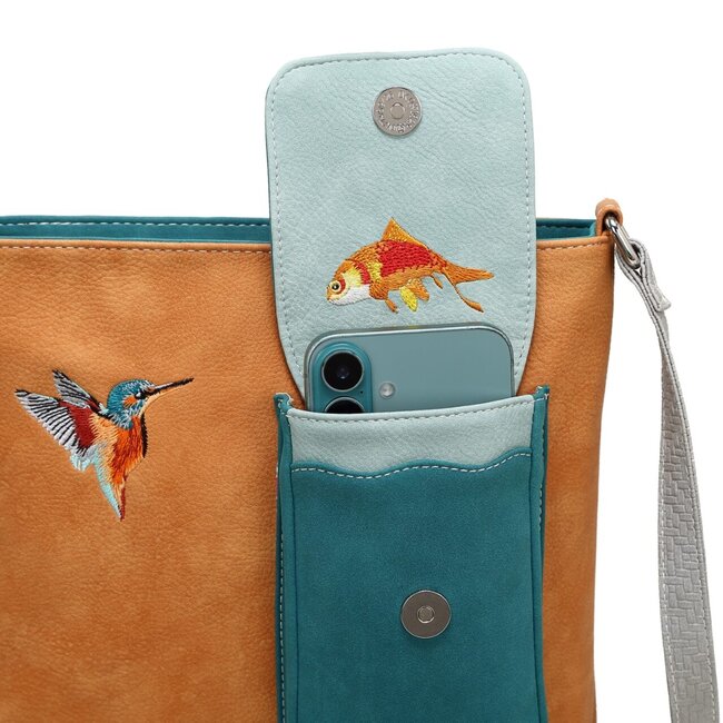 Hi-di-Hi 'Quack' Crossbody Bag Orange/Petrol