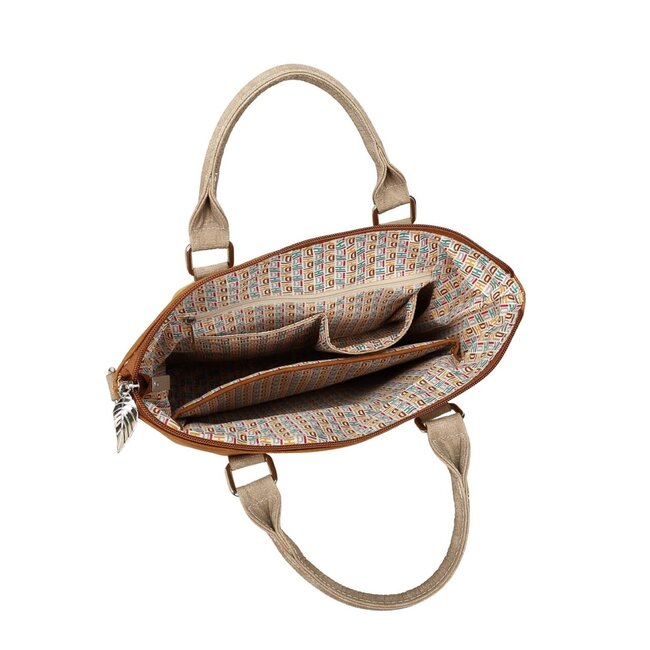 Hi-di-Hi 'Chit-Chat' Hand/Schoudertas/Shopper  Cognac/Peach