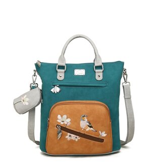 Hi-di-Hi 'Chit-Chat' Hand/Schoudertas/Shopper Petrol/Orange