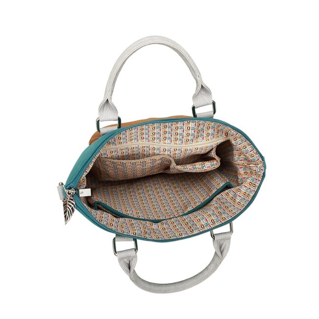 Hi-di-Hi 'Chit-Chat' Hand/Schoudertas/Shopper Petrol/Orange