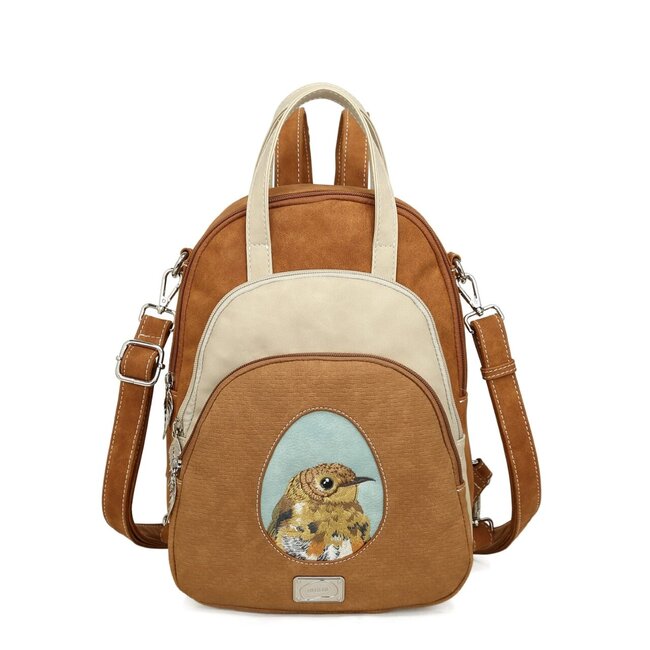 Hi-di-Hi 'Eggy' Hand/Schoudertas/Rugzak Cognac/Beige