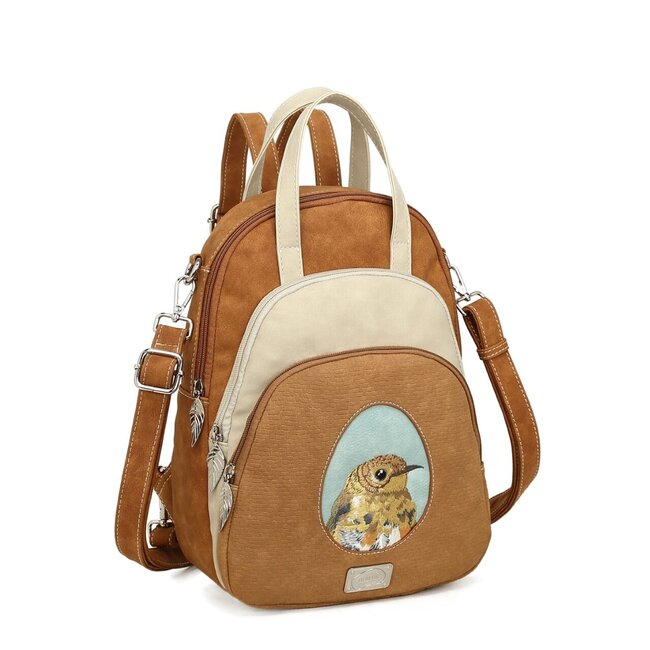 Hi-di-Hi 'Eggy' Hand/Schoudertas/Rugzak Cognac/Beige