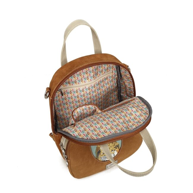 Hi-di-Hi 'Eggy' Hand/Schoudertas/Rugzak Cognac/Beige