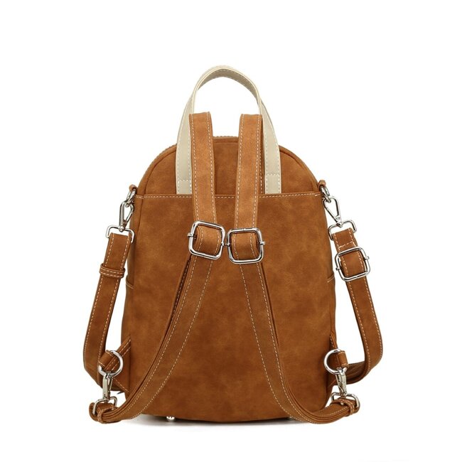 Hi-di-Hi 'Eggy' Hand/Schoudertas/Rugzak Cognac/Beige