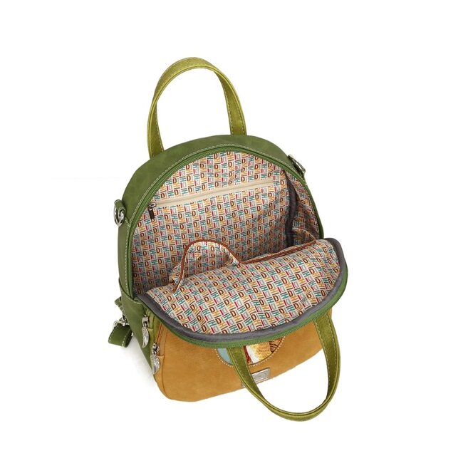 Hi-di-Hi 'Eggy' Hand/Schoudertas/Rugzak Peach/L.Green/Green