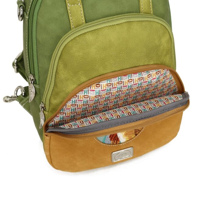 Hi-di-Hi 'Eggy' Hand/Schoudertas/Rugzak Peach/L.Green/Green