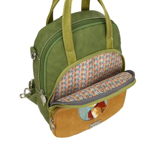 Hi-di-Hi 'Eggy' Hand/Schoudertas/Rugzak Peach/L.Green/Green