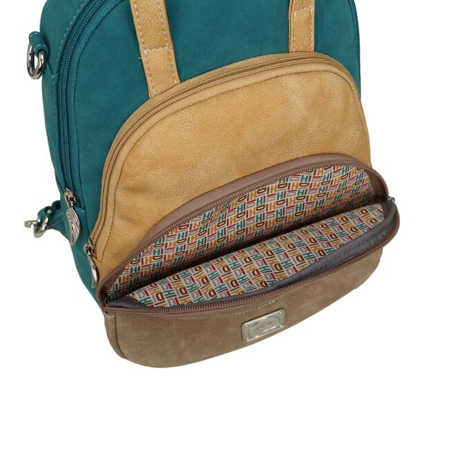 Hi-di-Hi 'Eggy' Hand/Schoudertas/Rugzak Beige/Peach/Petrol