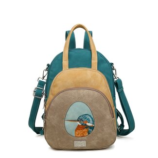 Hi-di-Hi 'Eggy' Hand/Schoudertas/Rugzak Beige/Peach/Petrol