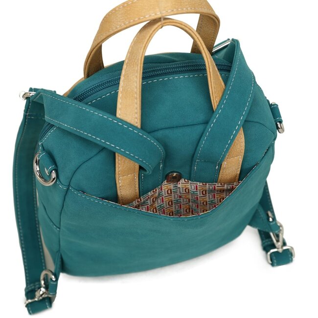 Hi-di-Hi 'Eggy' Hand/Schoudertas/Rugzak Beige/Peach/Petrol