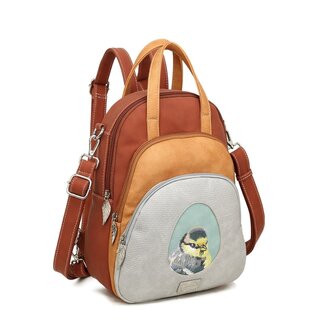 Hi-di-Hi 'Eggy' Hand/Schoudertas/Rugzak Light Grey/Orange/Red