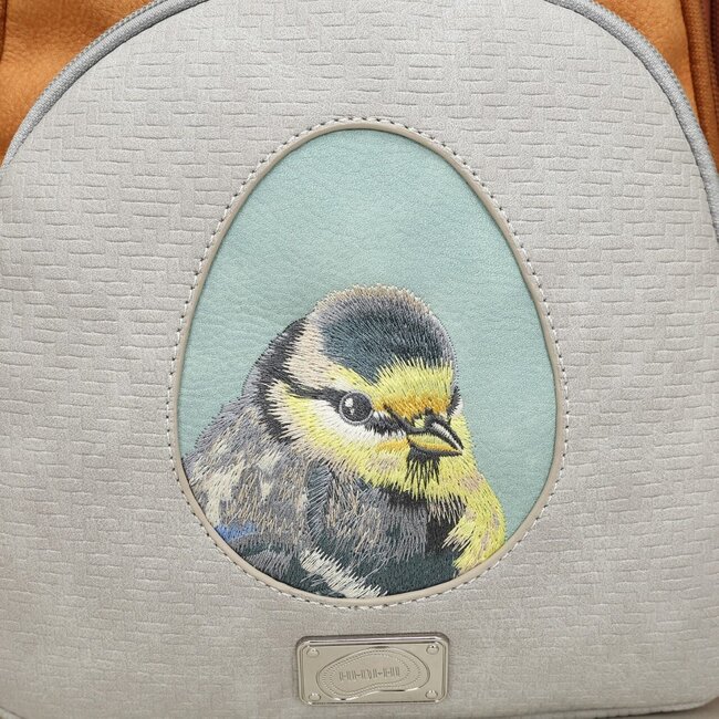 Hi-di-Hi 'Eggy' Hand/Schoudertas/Rugzak Light Grey/Orange/Red