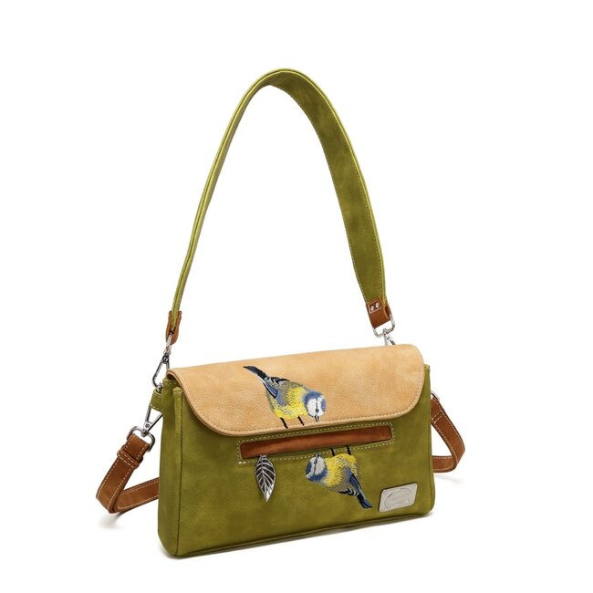 Hi-di-Hi 'Twiggle' Clutch/Crossbody Green/Peach