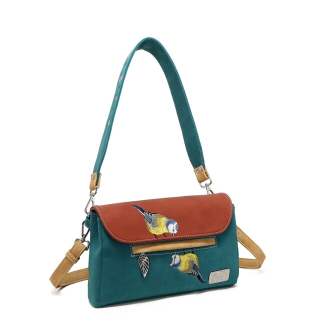 Hi-di-Hi 'Twiggle' Clutch/Crossbody Petrol/Red