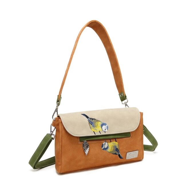 Hi-di-Hi 'Twiggle' Clutch/Crossbody Orange/Beige