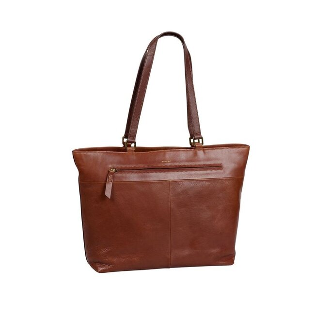 Burkely  'Fine Florence' Wide Tote 15,6 - Chestnut