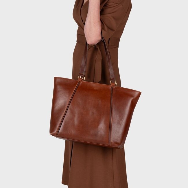 Burkely  'Fine Florence' Wide Tote 15,6 - Chestnut