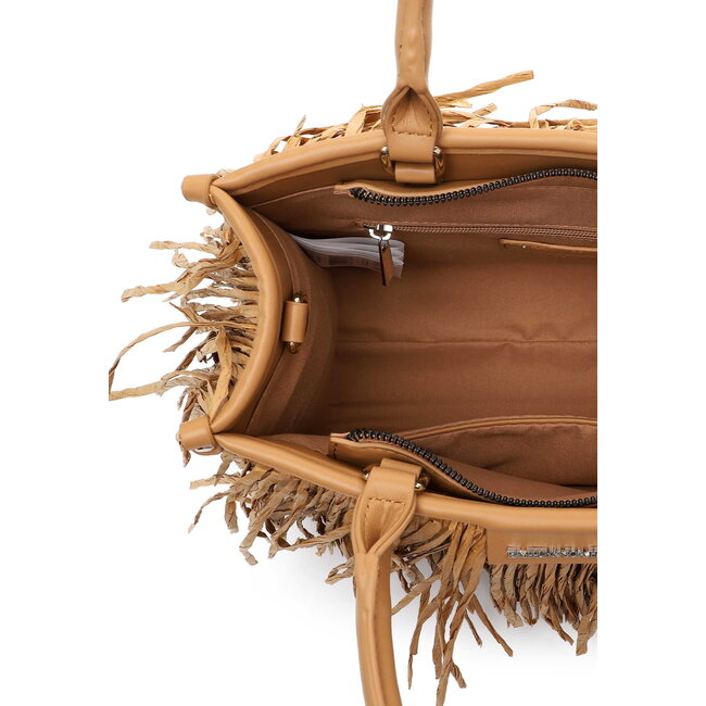 Emily & Noah 'Josephina' Hand/Schoudertas met Franjes - Cognac