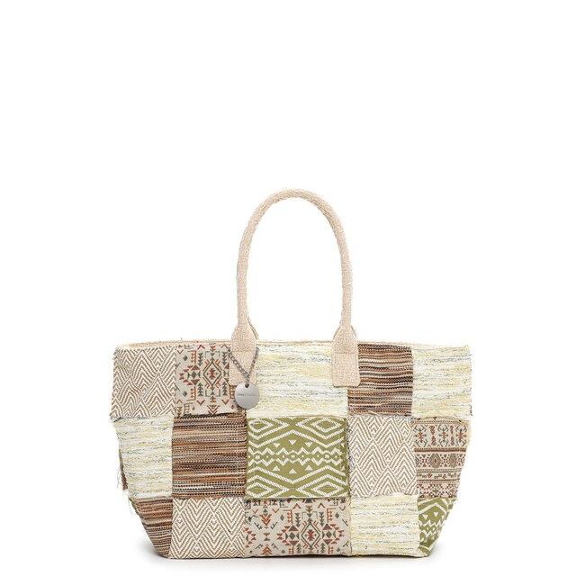 Emily & Noah Shopper 'Janneke' - Taupe Patchwork